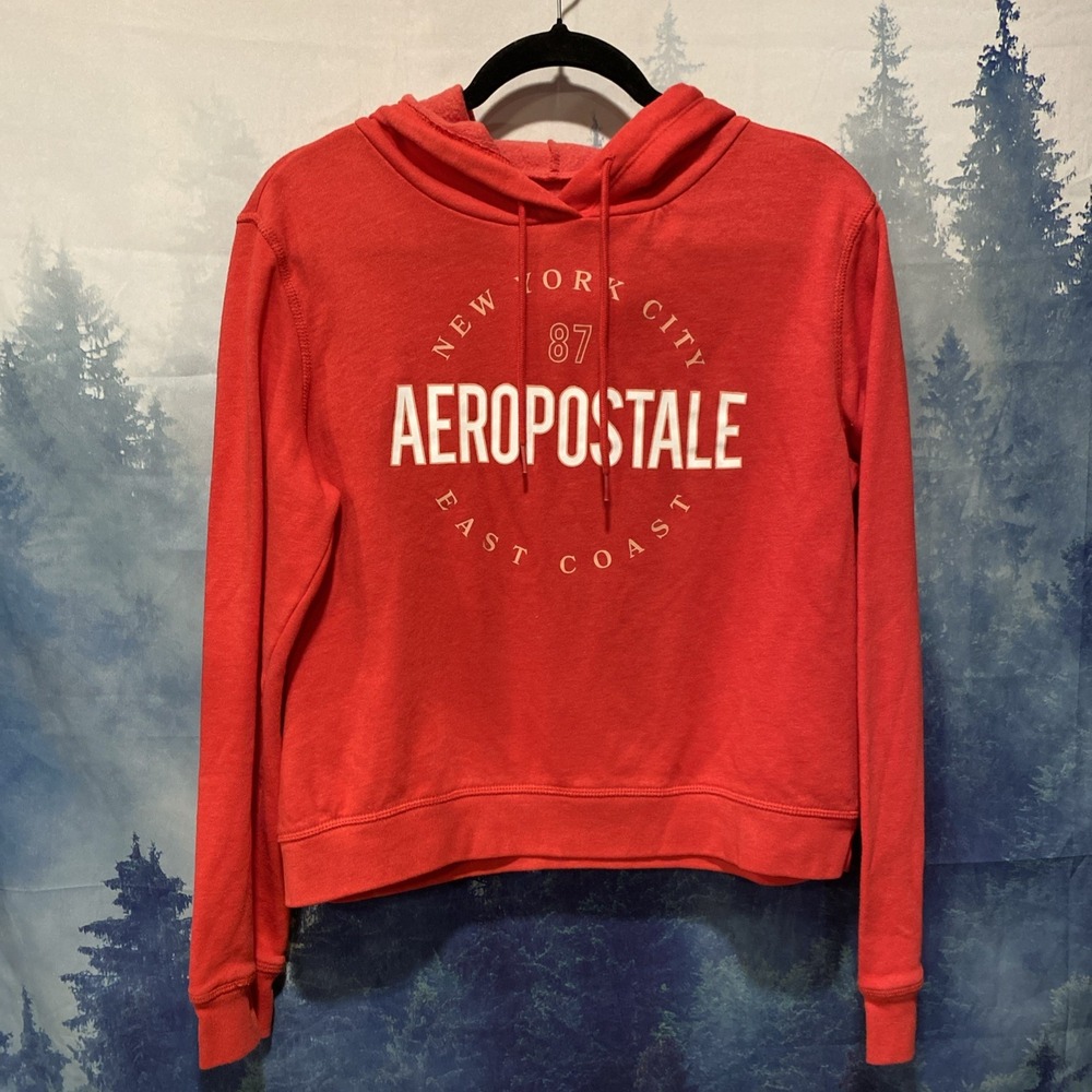 Aeropostale Womens Girls Aero EST 1987 Popover Hoodie Sweatshirt Sz Large